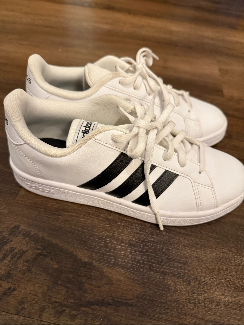 adidas White Sneakers with Black Three-Stripes